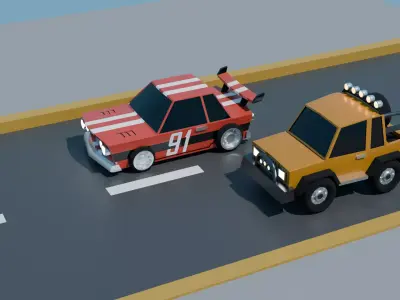 Chibi Race Car Low Poly 3D Model Low-poly 3D model
