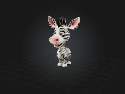 Cartoon Zebra Low-poly 3D model