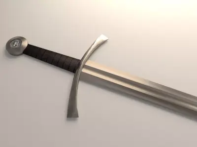 medieval sword Low-poly 3D model 18
