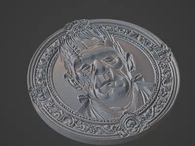 Frankenstein Medallion 3D print model purchase