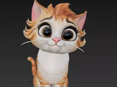 Optimized Low-Poly Kitten 3D Model UE5- Unity Real-Time Ready Low-poly 3D model order