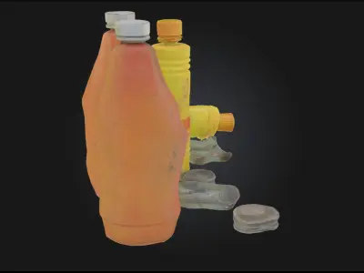 Vintage Bottles and Lids  Timeless Elegance in Glass 3D model