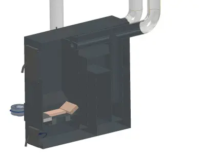 Solid fuel pyrolysis convection boiler 3D model