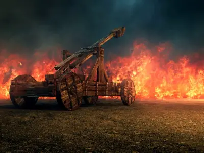 Catapult wooden cannon 3D model purchase