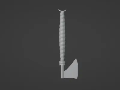 An axe with a green sheathed handle 3D model