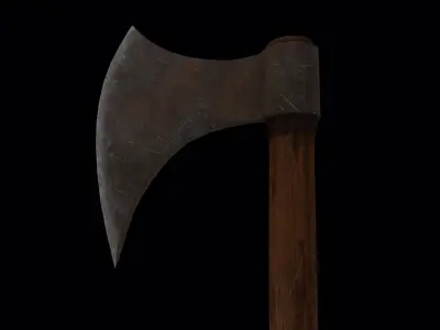 Wooden Axe Low-poly 3D model 4