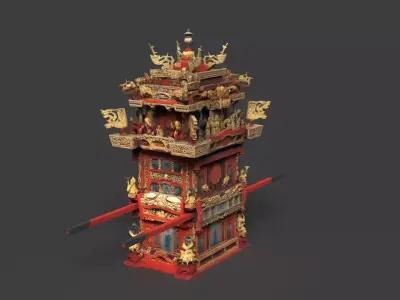 Chinese Wedding Sedan Chair  Low-poly 3D model