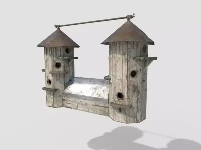 Old Wooden Bird  Houses 3D model