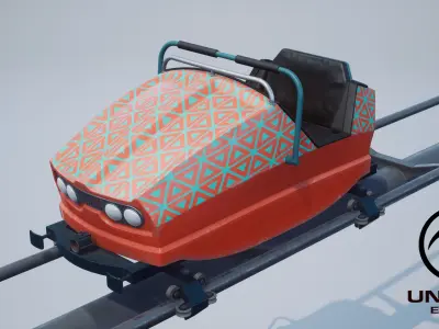 Roller Coaster Cart 02 PBR Game Ready Low-poly 3D model