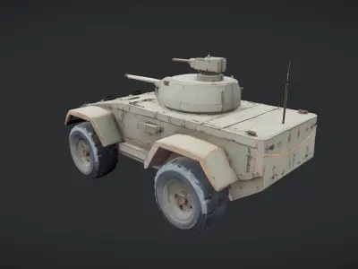 military armored vehicle with turret cannon 3D model