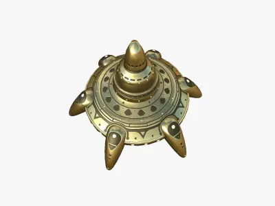 Alien Spaceship UFO G07 Gold - Sci Fi Spacecraft Design Low-poly 3D model
