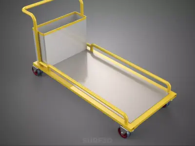 AIRPORT BAGGAGE UTILITY FLATBED CARGO TRANSPORT CART TROLLEY BAG 3D model