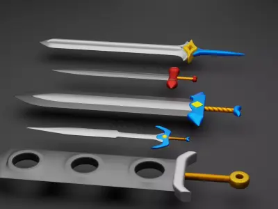 Swords Pack  5 Melee Weapons Free low-poly 3D model