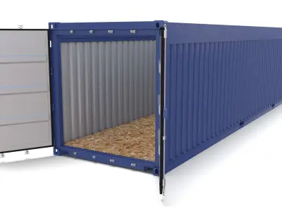 40ft Shipping Container Open Top no Cover 3D model