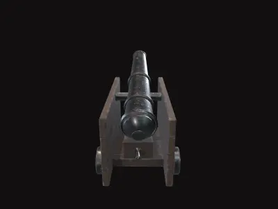 Medieval Cannon V03 Old Low-poly 3D model