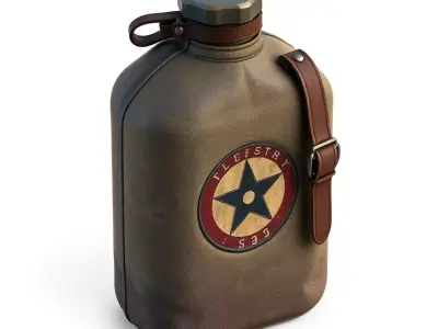 Vintage Military Canvas Canteen Low-poly 3D model
