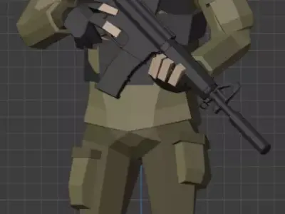 Low Poly Soldier Low-poly 3D model