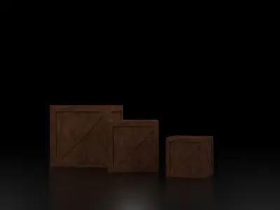 Crate three wooden boxes Low-poly 3D model