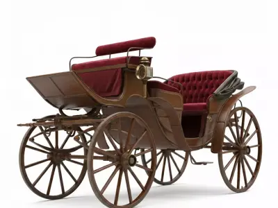 Elegant Victorian Horse-Drawn Carriage Low-poly 3D model