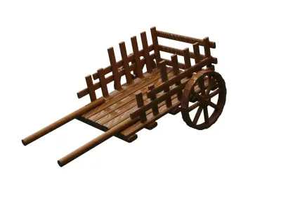 Free Medieval Wooden Cart  Low Poly Game Ready PBR Oak Wagon Free 3D model