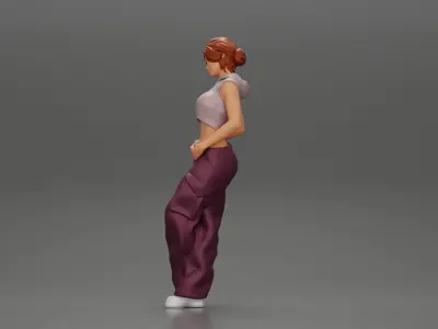 Chola girl Leaning On A Wall While Holding Her Legs Crossed 3D print model