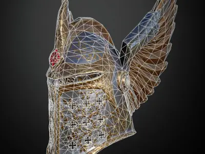 HELMET12 Game Ready helmet with wings Low-poly 3D model