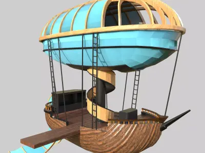 Stylized Airship Low-poly 3D model purchase