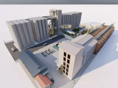 Industrial Factory Silo-Factory building silo-Complex Silos 3D model
