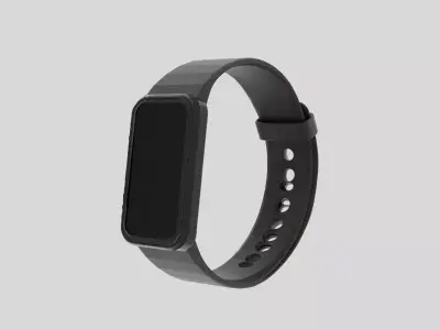 3D Realistic Smartwatch Model with Black Strap Low-poly 3D model
