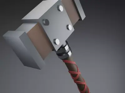 Stylized Low Poly Hammer Low-poly 3D model