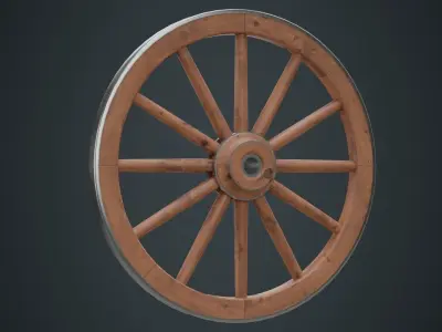 Wagon Wheel 1A Low-poly 3D model