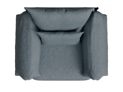 Blue Fabric Lounge Chair 3D model