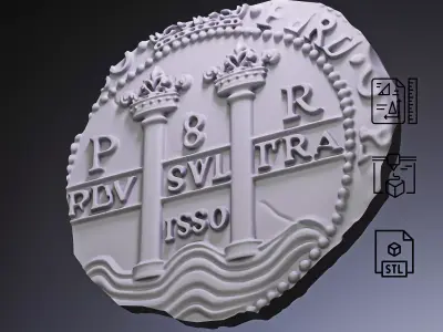 Gold Doubloon Coin Roz 3D print model