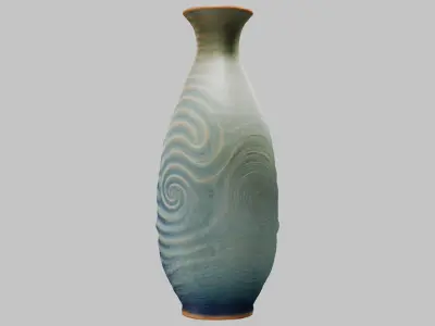 Vase with spiral design Low-poly 3D model