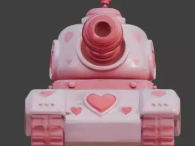 Stylized Valentine Battle Tank 3D Model Low-poly 3D model