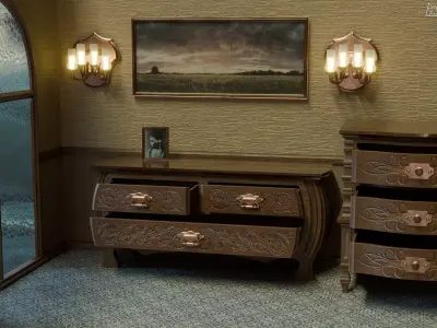 Vintage Furniture Bundle Low-poly 3D model