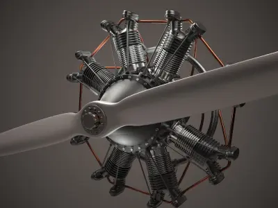 Animated Radial Engine 3D model