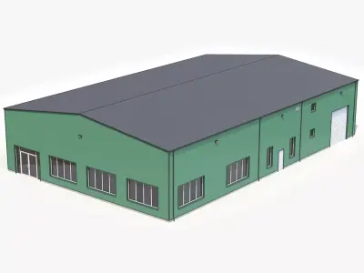 Green Industrial Building 60 PBR Low-poly 3D model