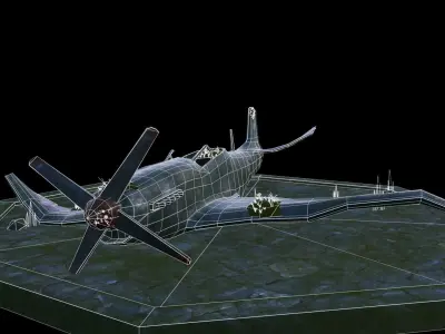 P51 Mustang Damage Low-poly 3D model