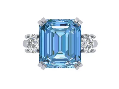 Emerald 3 Stone Ring 3D print model order