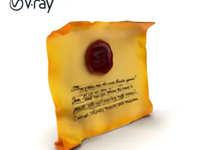 Antique Scroll with Wax Seal Model Pack Low-poly 3D model