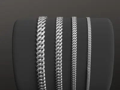 Photorealistic Cuban Bracelet Model With a Box Clip 3D model