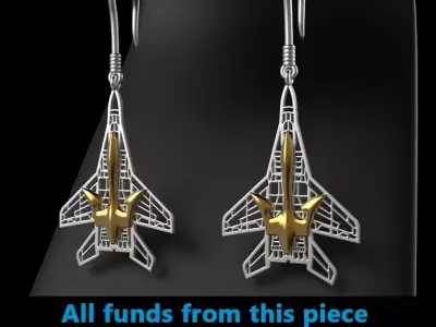 The ghost of Kyiv Mig 29 Ukaine jewelry earring 3D print model
