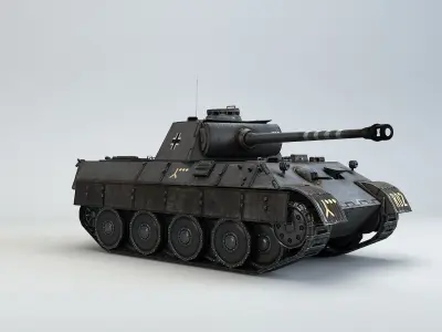 Low Poly Panzer V Panther D medium tank Low-poly 3D model