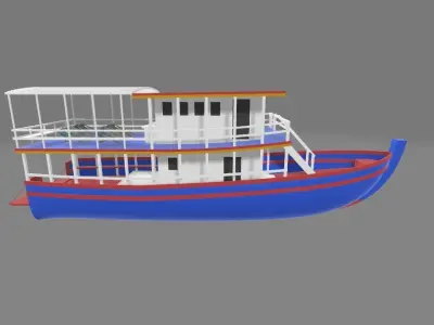 Public Boat  Low-poly 3D model