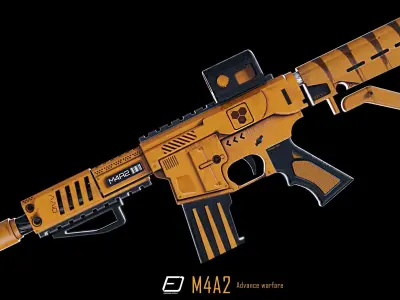 Modern M4A2 PBR Gun Low-poly 3D model
