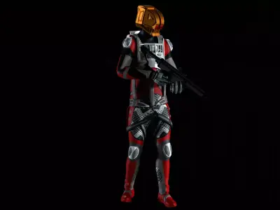 Robot Soldier - Assault Soldier Low-poly 3D model 13