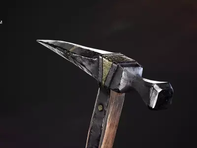 Medieval Hammer Low-poly 3D model