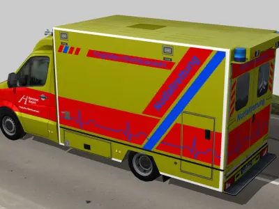 Notfallrettung  Mercedes truck Low-poly 3D model