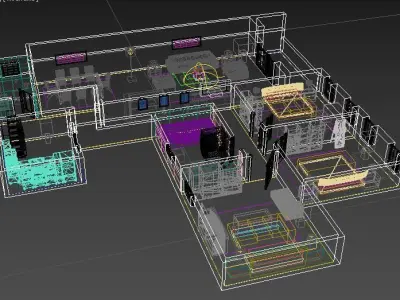 3D interior flat design  3D model